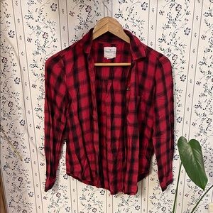 American Eagle Outfitters Red and Black Checkered Shirt